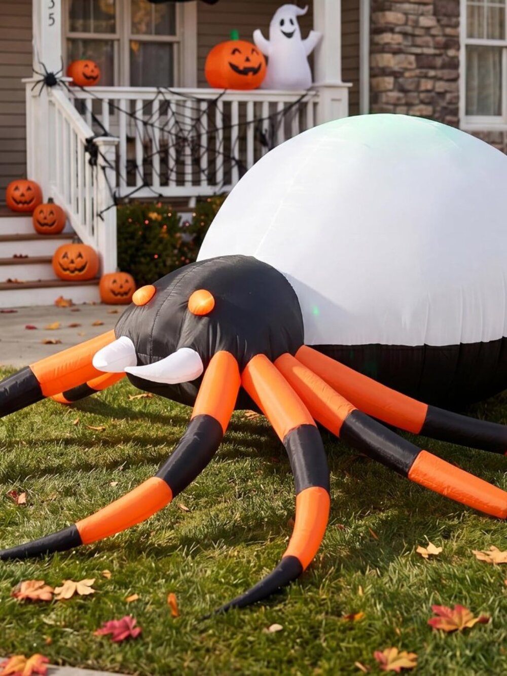 8FT Halloween Inflatable Giant Spider Color Changing LED Yard Decor - Picture 2 of 3